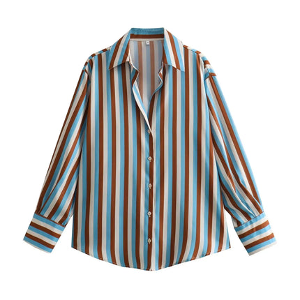 Classic Silk Satin Feel Shirt New Spring Collection Long Sleeve Polyester Fabric Women's Premium Fashion Regular Length