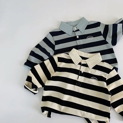 Kids Polo Shirts 2025 Autumn Spring Polo Shirt for Boys Stripe Children Long Sleeve Tees Toddler Tops Baby Outfits Clothing 1-6T