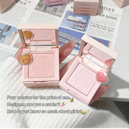 4-in-1 Embossed Matte Blush Makeup Palette Nude Eyeshadow Cheek Blusher Contouring Four-layer All-in-one Box Brightening Makeup