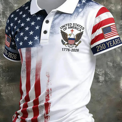 2026 America 250th Anniversary Polo Shirt USA Flag 1776–2026 Patriotic Shirt American Independence Day Apparel Fourth Of July