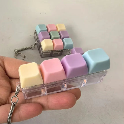 Decompression 9 Keyboard Key Toy Anti Stress Relief Finger Keychain ﻿Game Button Pinch Tester Office Desk Accessory