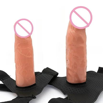 Men Strap On Dildo Panties Wearable Hollow Penis Lengthen Sleeve Strapon Dildo Pants Harness Belt for Man Sex Toys For Woman Gay
