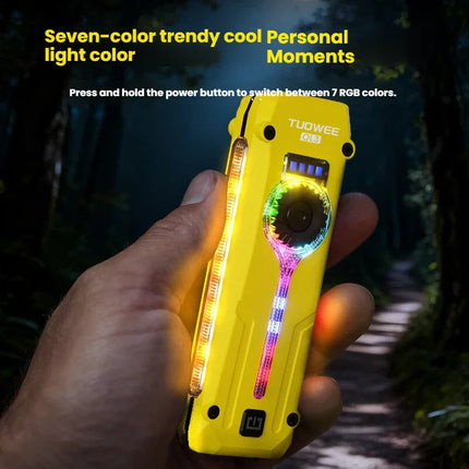 Rechargeable EDC Flat Pro Flashlight with Red Laser, RGB light, UV And LED Combo, Portable Pocket Lights, Outdoors Emergency