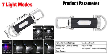 Portable MINI LED COB Handheld Flashlights High Brightness Keychain Work Lamp Emergency Work Lamp For Outdoor Camping Walking