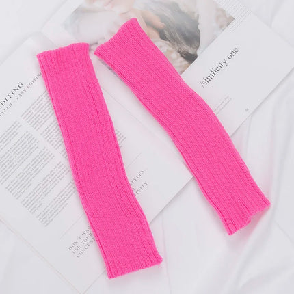 Long Fingerless Gloves Women's Mitten Winter Arm Warmer Kawaii Knitted Sleeve Soft Girls Anime Clothes Punk Gothic Lolita Gloves