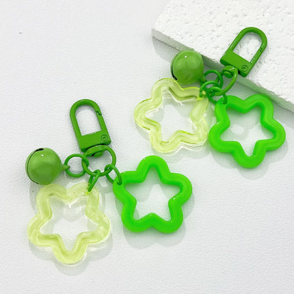 Acrylic Creative Cute Hollow Design Star Bell Keychain Pendant For Men Women Bag Charm Car Keychain Accessories Jewelry Gifts