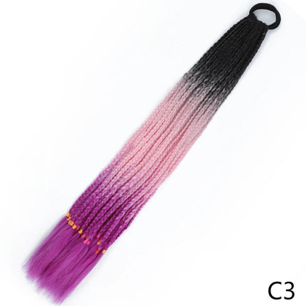 AZQUEEN Synthetic Gradient Color Dirty Braided Ponytail 60CM Elastic Rubber Band Braiding Pony Tail Hair Extensions For Girls