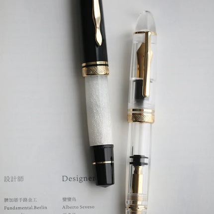 Smooth MAJOHN P140 NO.8 F/M Nib Acrylic Piston Huge Transparent Fountain Pen Ebonite Feed Large Capacity Ink Writing Luxury Pen