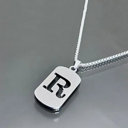 Fashion Punk A-Z Initial Tag Letter Stainless Steel Pendant Necklaces for Men Women Wholesale Jewelry Lot Collar Jewelry Goth