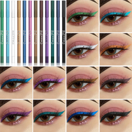 New Colored Eyeliner Set Waterproof Eyeliner Pencil Long Lasting Matte Eye Liner for Women Makeup Cosmetic Beauty Tool 12pcs/Box