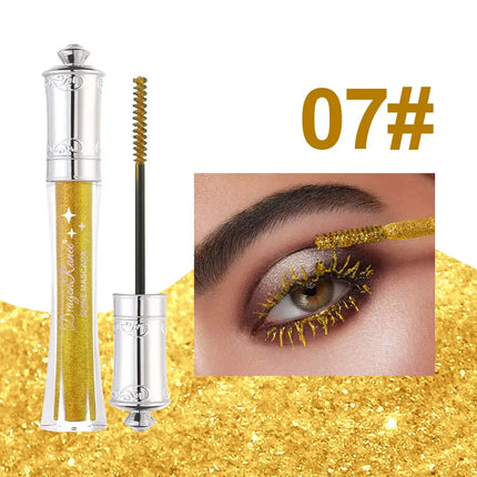 9 Color Diamond Mascara Sparkling Glitter Silver Black Mascara Shining Blue Pink Pearlescent Sequins Mascara Lengthening Eyelash