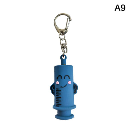 1PC Syringe-Shaped Ampoule Bottle Opener Keychain Rubber Cutter Aid Medication Vial Breaker Tool For Home Nurses And Doctors