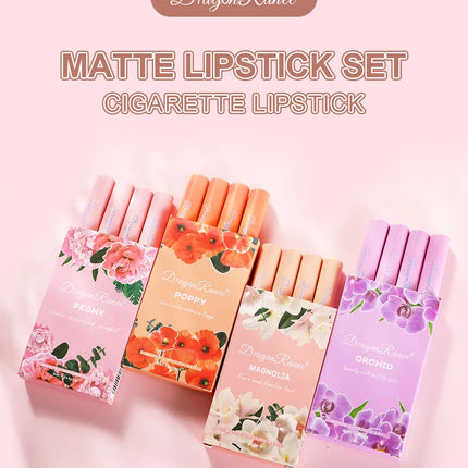 4PCS Velvet Matte Lipstick Set Long Lasting Waterproof Non Stick Lip Makeup Creative Cigarette Design Sexy Beauty