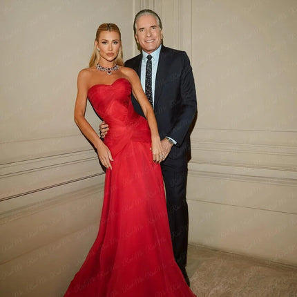 Ranmo 2025 Red Shiny Evening Dresses Sweatheart Mermaid Pleat Formal Occasion Dresses Elegant Maxi Prom Party Gowns Customized