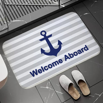 Bath Mats Chic Nautical Anchor Boat Navy Blue Stripes Bathroom Floor Carpet Washable Non-slip Living Room Door Kitchen doormat