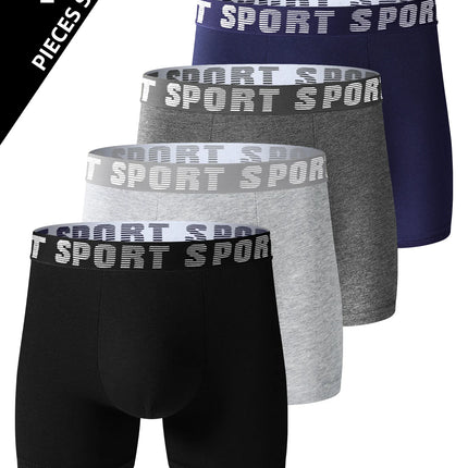 4 pieces of men's sports underwear, soft, breathable and comfortable sweatpants, fashionable and personalized long briefs