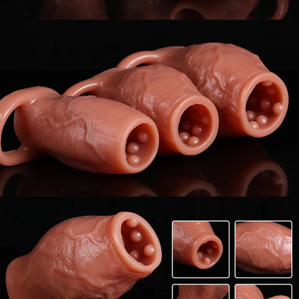 Dick Sleeve Enlargement Lock Sperm Dildo Penis Ring Adult Men Sex Toys Enlarged Thick Cock Sleeve Soft Silicone Male 18 Sexy Toy