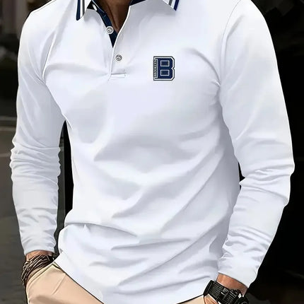 The new men's long-sleeved POLO shirt for Spring and Autumn 2025 is casual comfortable and soft with 3D pattern printing
