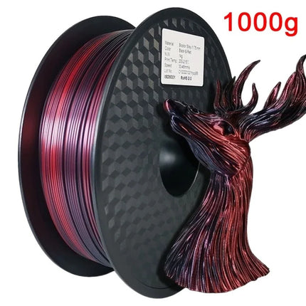 Dual Color Filament Silk PLA 1.75mm 1kg/500g/250g 3D Printer Filament High SpeedShiny PLA Multicolor Black Red Blue Bundle