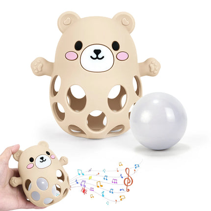 TYRY.HU 1PC Ringing Bell Baby Teether Glove Cute Bear Shape Teether Toy Silicone Care Molar Anti-eating Hand Baby Education Toy