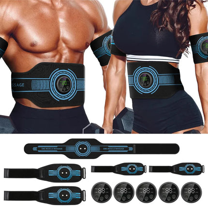 Smart EMS Ab Stimulation Belt - Rechargeable Muscle Toner for Home Gym Fitness & Body Contouring