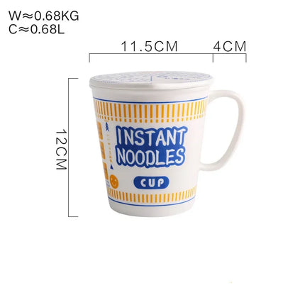 ins style creative instant noodle ceramic Cup bowl with cover bento box Student lunch box instant noodle Bowl soup Bowl set