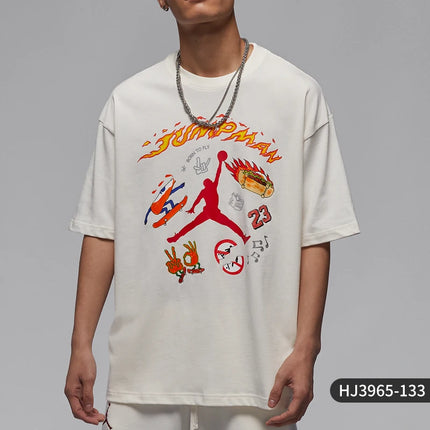 Nike Official Jordan Men's Soft Skin-Friendly Breathable Round Neck T-Shirt HJ3965-133