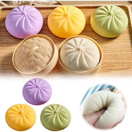 Cute Colorful Flour Steamed Buns Pinch Giant Smile Facial Expression Dumpling Squishy Ornaments Office Stress Sensory Kids Gift