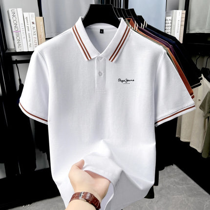 100% pure cotton men's high-end brand short-sleeved polo shirt summer fashion hot-selling embroidered golf top casual T-shirt