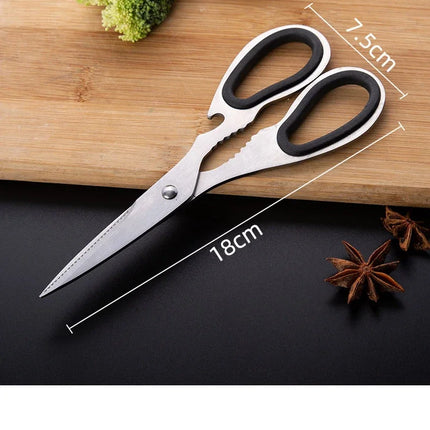 Stainless Steel Kitchen Scissors Household Bone Scissors Chicken Wings Fish Chopper Bottle Opener Walnut Clip Kitchen Tools