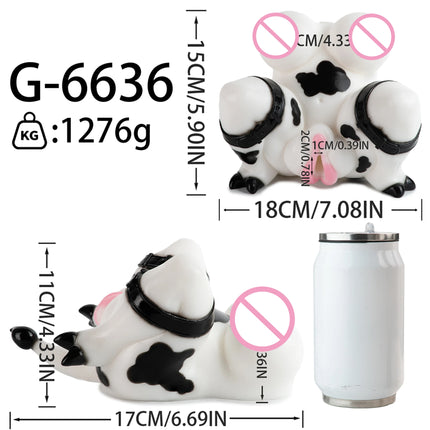 SHAZ Bound Sexy Milk Cow Silicone Stroker, Bionic Cow Nipple & Tail Design, Realistic Vagina Onahole, Tight Masturbator for Men