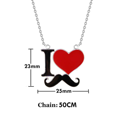 2026 New Fashion Jewelry Silver Gold Color Enamel I Love Mustache Heart Necklaces For Women Girl Best Friends Necklace Gift