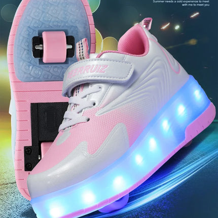 Kids Sneakers USB Recharge Light Up Skates Shoes Boys Girls Casual Skateboarding Shoe Roller Skate Outdoor Sports Shoes With LED