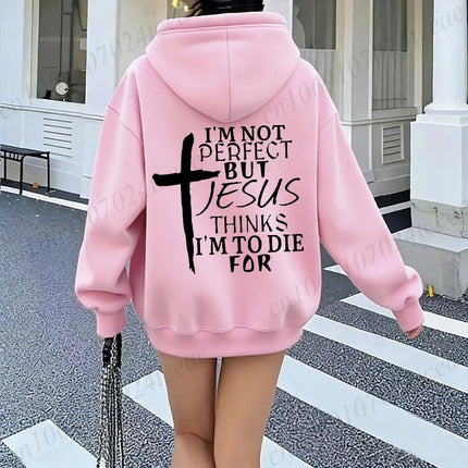 New Women Tracksuit Clothing Casual Sweatshirts Outdoors Sportswear I'm Not Perfect But Jesus Print Mens Women's Hooded Hoodies