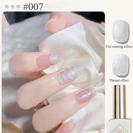 ZH 12ML 8-Color Pearl Shell Thread Nail Gel Polish Long Lasting White Pink Purple Salon Gel Nail Art DIY Solid Gel Polish