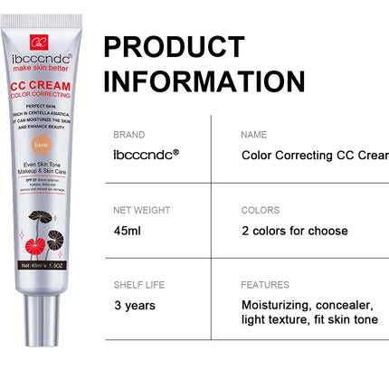 CC Cream Centella Correcting Makeup Before Moisturizing Waterproof Anti-sweat Concealer Lasting Women Makeup Foundation