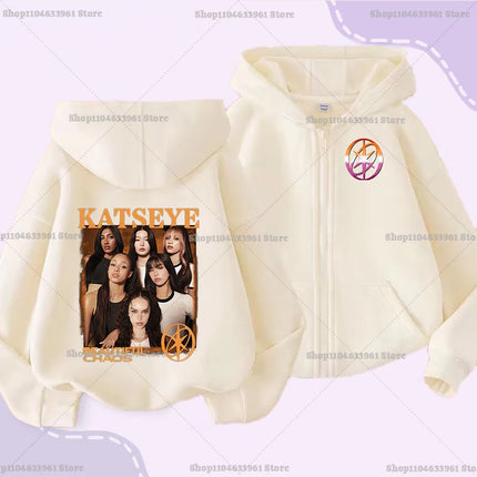 Katseye Children Cardigan Coat Girls Baby Sweet Hooded Zipper Jacket Fashion Kid Sweatshirt Cute Clothes Top Anime Birthday Gift