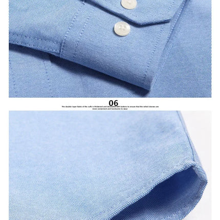 New Men's Oxford Spinning Short Sleeve Solid Color Tooling Business Casual White Shirt Slim Fit Trend Long Sleeve Casual Shirts