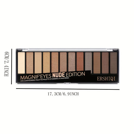 ErshiQI 12-Color Eyeshadow with Pearlescent, Matte & Fine Glitter