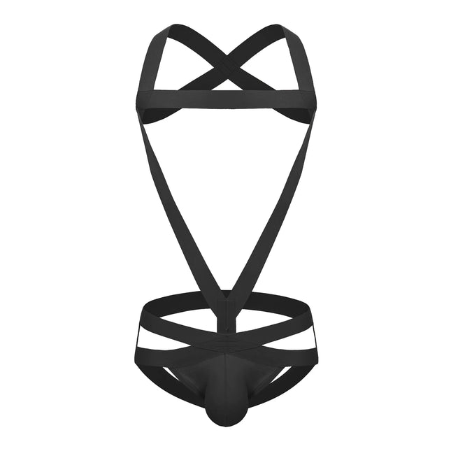 Men Bondage Erotic Lingerie Jockstrap Sexy Harness Men's Bodysuit Leotard Underwear One-Piece Costume Strap Thong Halter Neck