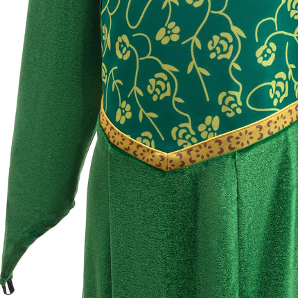 Kids Fiona Green Princess Dress Girls Halloween Carnival Cosplay Long Sleeved Outfits Children Charm Birthday Party Clothing