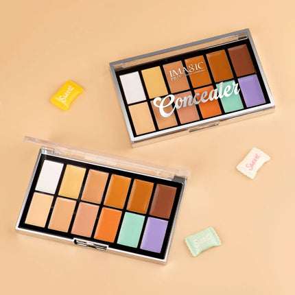 IMAGIC 12-Color Concealer Foundation Cream Covers Acne Marks Dark Circles Full Coverage Suit for All Skin Primer Makeup Cometics