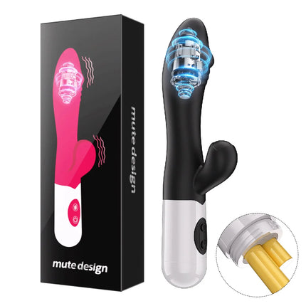 Rabbit Vibrator for Women Clitoris Stimulator Silicone G-spot Powerful 2 in 1 Dildo Female Masturbation Sex Toys Adult Goods