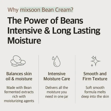 For Mixsoon Set Bean Cream SPF50 Sunscreen Centella Cleanser, Soy Extract Hydrating Soothing Nourishing Skin Care
