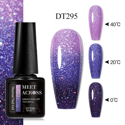 7ml Thermal Gel Nail Polish 3 Layers Temperature Color Changing Gel Winter Grey Semi Permanent Soak Off Nails Art UV Gel Varnish
