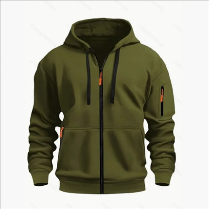 Men's Sweatshirts with Zipper Pockets Thin Solid Color Half Tracksuit Casual Outdoor Hooded Tracksuit Long Sleeves Jacket Coats