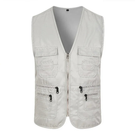 Men's Multi Pocket Tank Top Summer Men American Tactical Hiking Fishing Photography Director Mesh Sleeveless Outdoor Jacket Vest