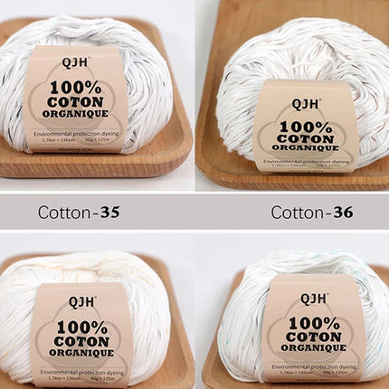 3PCS 100% Organic Cotton Yarn Machine Washable For Adult Baby Sweaters/Gloves/Scarves/Hats Etc. 50 gr (1.76 oz) 125 m (136 yrd)