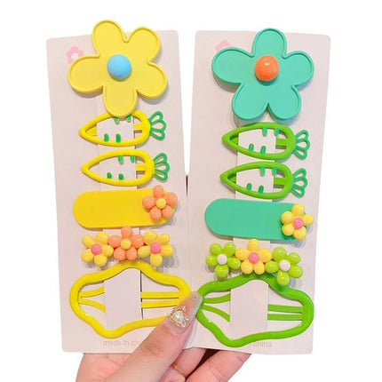 Girls Colorful Flower Hairpin Children's Carrot Hair Clips Side Hairpin Girls Bangs Clip Baby Headwear For Kids
