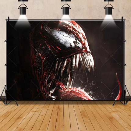 Venom Themed Photography Background Banner Carnage Dark City Backdrop Marvel Superhero Boy Birthday Party Decoration Photo Props